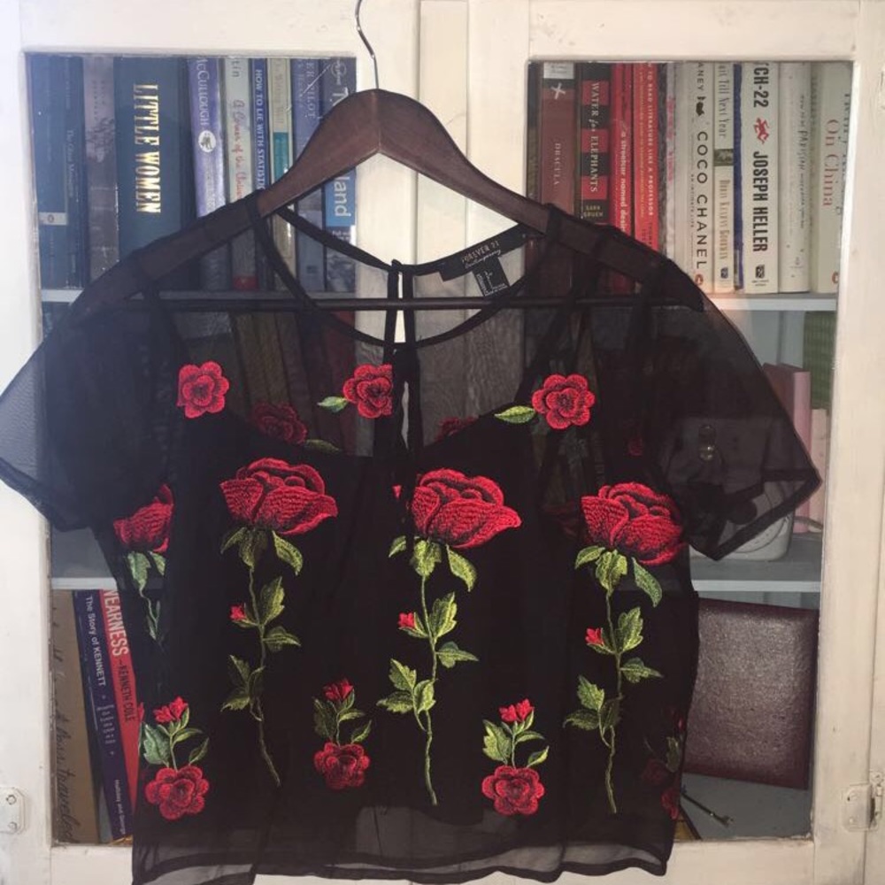 Rose top with sewn in camisole